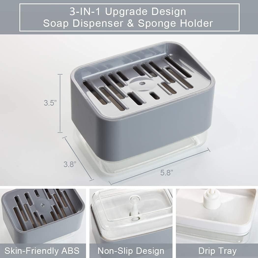 UPGRADED Liquid Soap Dispenser & sponge holder (WITH FREE SPONGE)